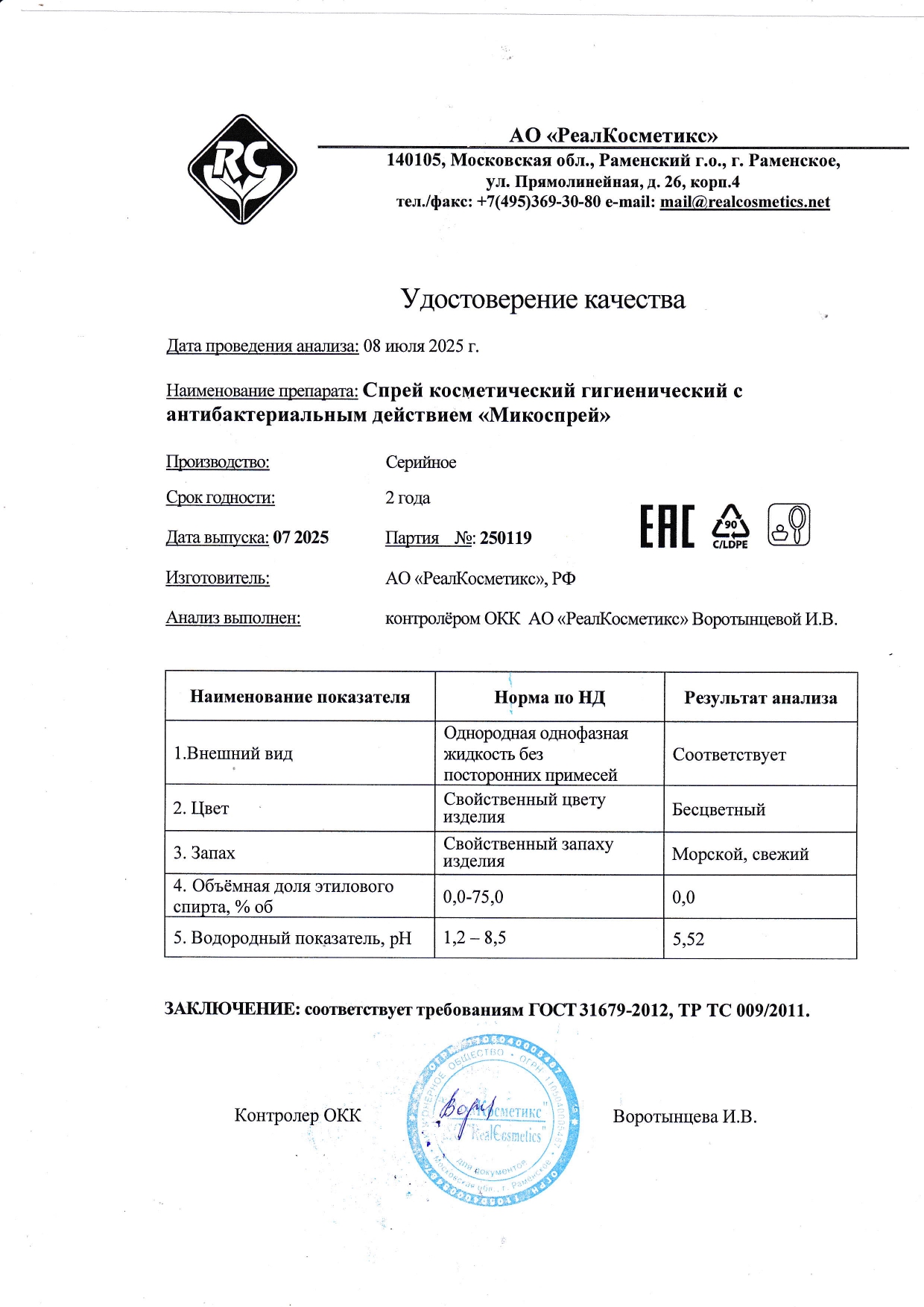 Паспорт №250119